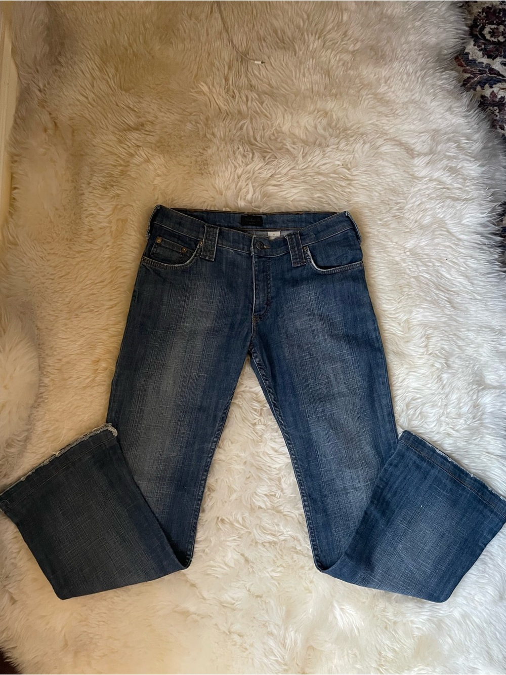 Vintage | rare Frankie B. Men low rise medium wash distressed bootcut mens jeans